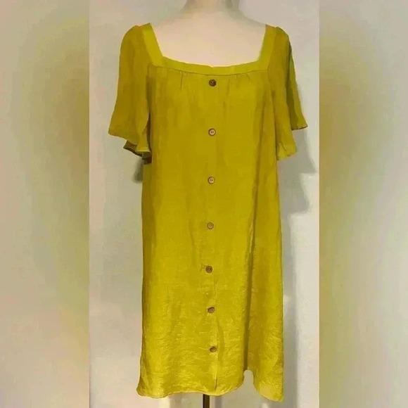 NAIF Mustard Yellow Faux Button Down Dress Size XL - Picture 1 of 3